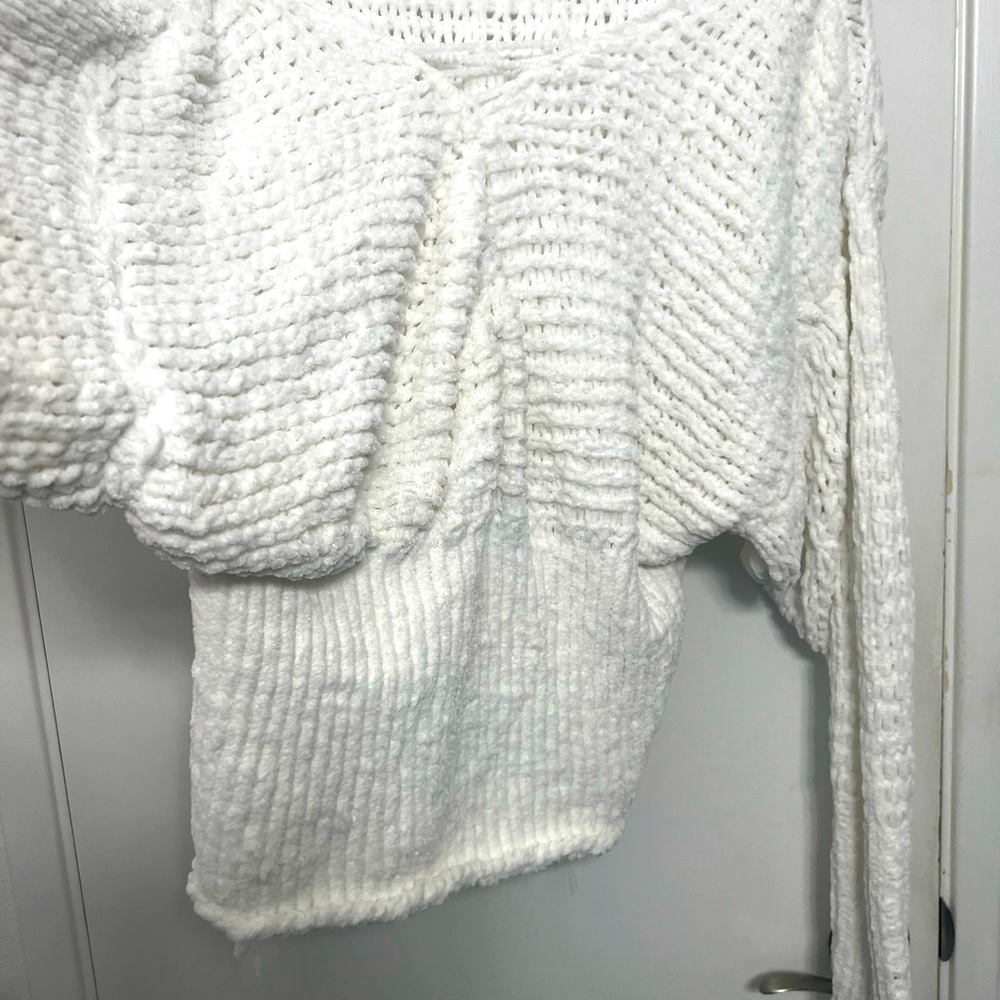 Unique, handmade, snow white, sexy sweater